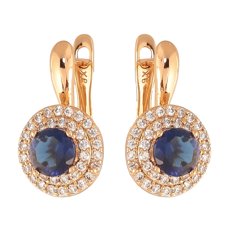Серьги Xuping Цвет Позолота 18K английский замок Синие кристаллы в обрамлении фото №17 Серьги Xuping Цвет Позолота 18K английский замок Синие кристаллы в обрамлении фото №17
