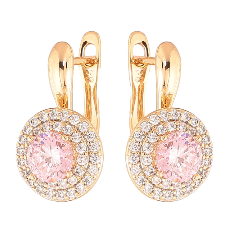 Серьги Xuping Цвет Позолота 18K английский замок Розовые кристаллы в обрамлении фото №8 Серьги Xuping Цвет Позолота 18K английский замок Розовые кристаллы в обрамлении фото №8