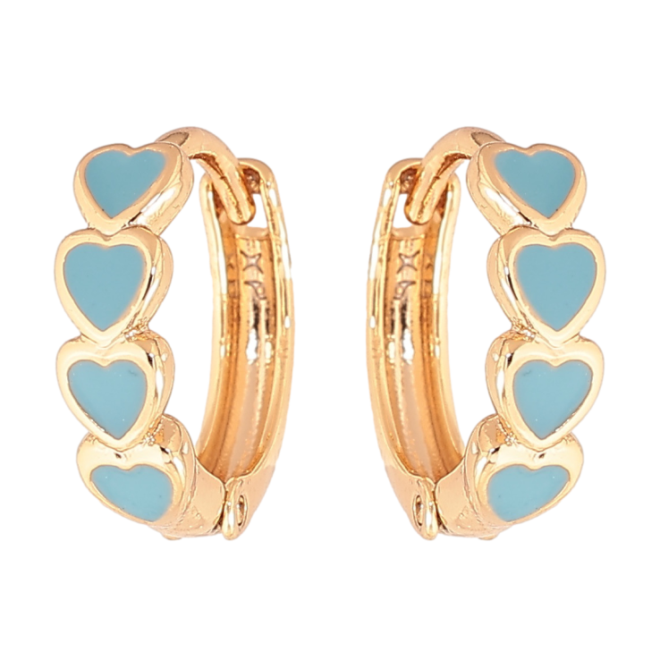 Серьги Xuping Цвет Позолота 18K колечки Сердечки с голубой эмалью фото №19 Серьги Xuping Цвет Позолота 18K колечки Сердечки с голубой эмалью фото №19