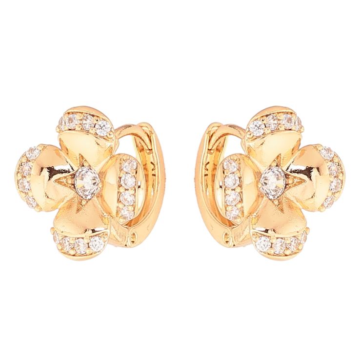 Серьги Xuping Цвет Позолота 18K колечки Цветочки из кристаллов фото №7