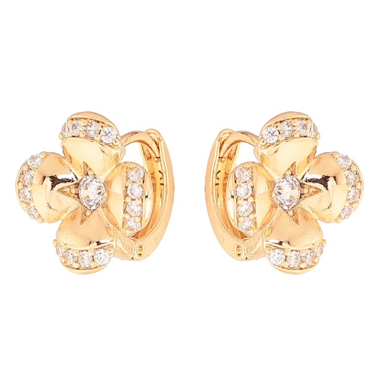 Сережки Xuping Колір Позолота 18K колечка Квіточки з кристалів фото №1 Сережки Xuping Колір Позолота 18K колечка Квіточки з кристалів фото №1