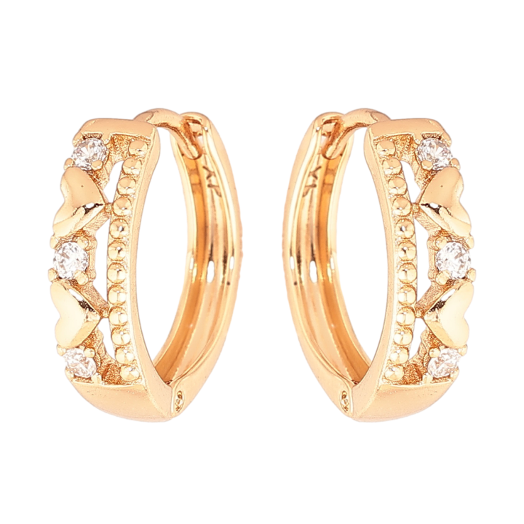 Серьги Xuping Цвет Позолота 18K колечки Узор сердечка с кристаллами фото №9 Серьги Xuping Цвет Позолота 18K колечки Узор сердечка с кристаллами фото №9