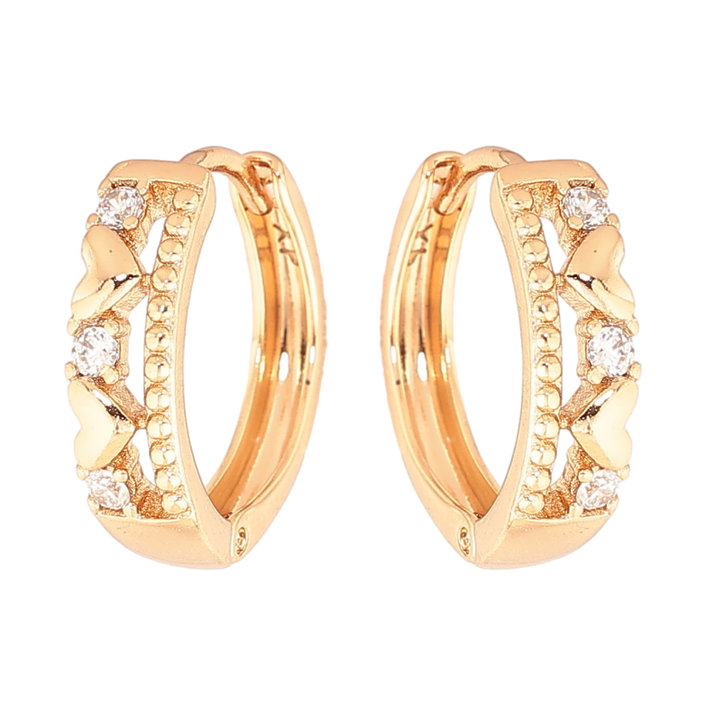 Сережки Xuping Колір Позолота 18K колечка Візерунок сердечка з кристалами фото №3