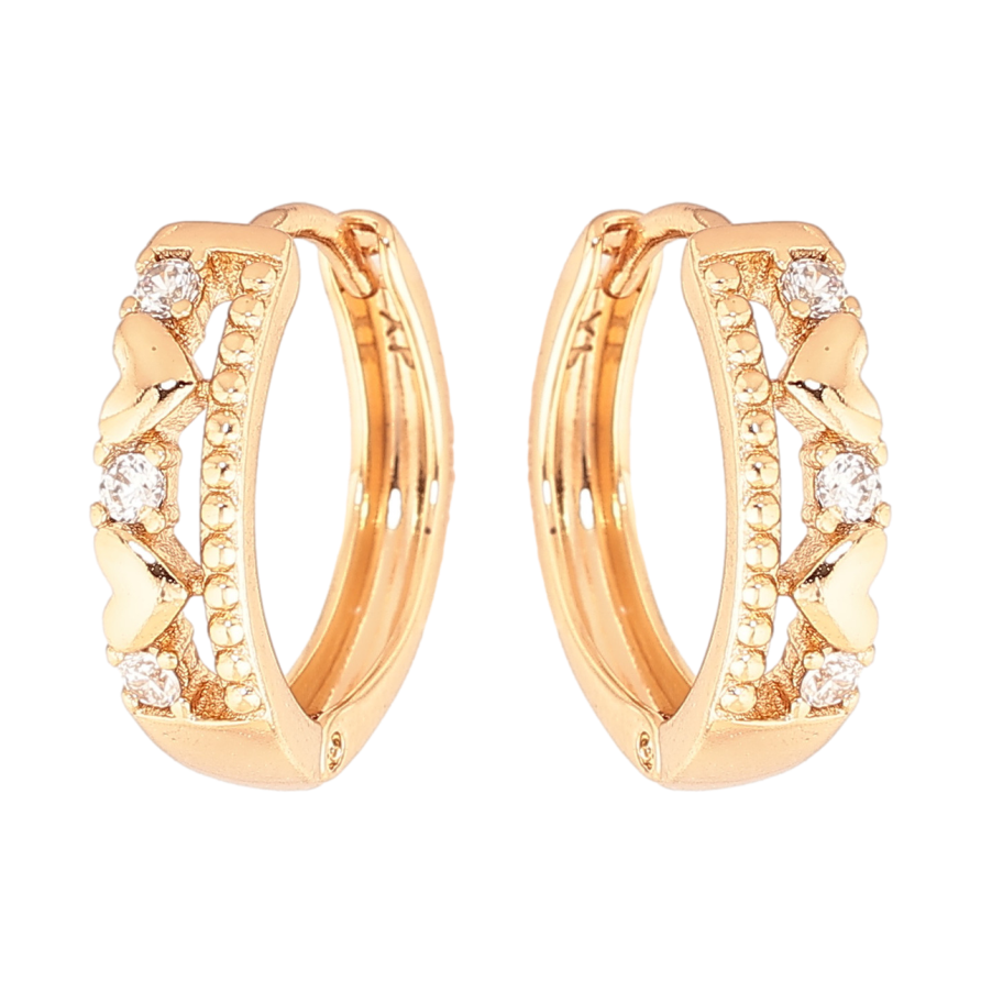 Серьги Xuping Цвет Позолота 18K колечки Узор сердечка с кристаллами фото №1