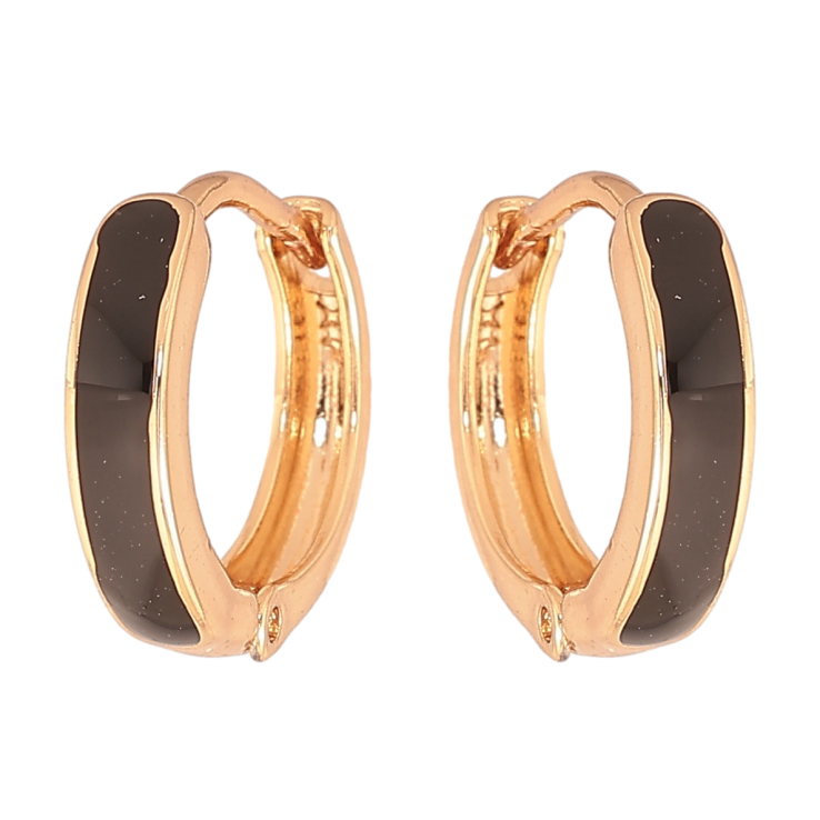 Серьги Xuping Цвет Позолота 18K колечки Черная эмаль ø 14мм фото №8 Серьги Xuping Цвет Позолота 18K колечки Черная эмаль ø 14мм фото №8