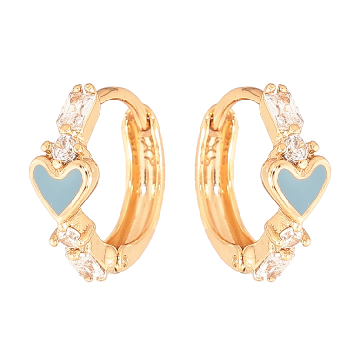 Серьги Xuping Цвет Позолота 18K колечки Голубые эмалевые сердечки с кристаллами фото №21 Серьги Xuping Цвет Позолота 18K колечки Голубые эмалевые сердечки с кристаллами фото №21