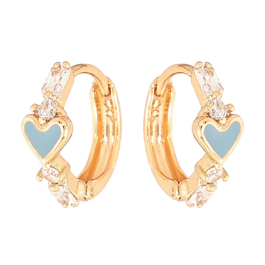 Серьги Xuping Цвет Позолота 18K колечки Голубые эмалевые сердечки с кристаллами фото №1 Серьги Xuping Цвет Позолота 18K колечки Голубые эмалевые сердечки с кристаллами фото №1