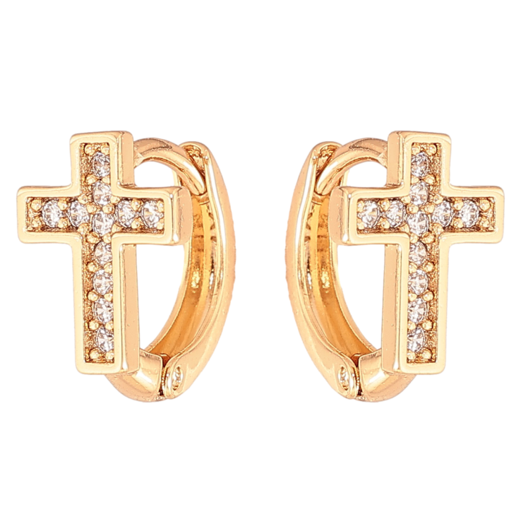 Серьги Xuping Цвет Позолота 18K колечки Крестики с кристаллами фото №14