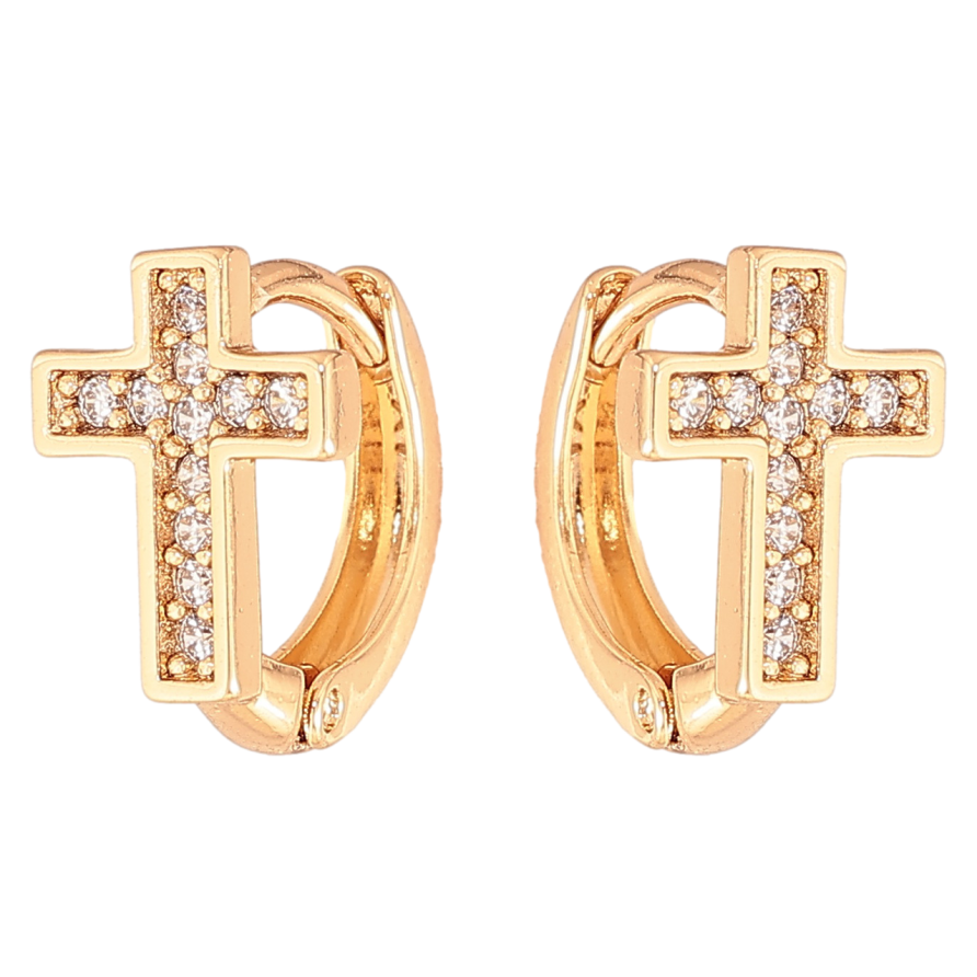 Серьги Xuping Цвет Позолота 18K колечки Крестики с кристаллами фото №1 Серьги Xuping Цвет Позолота 18K колечки Крестики с кристаллами фото №1