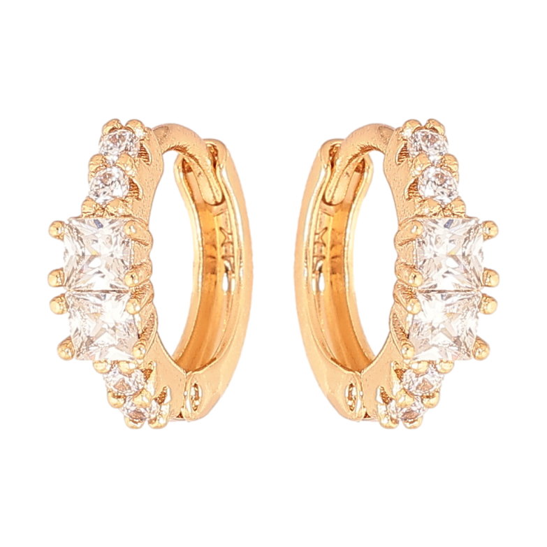 Сережки Xuping Колір Позолота 18K колечка Доріжки кристалів фото №2 Сережки Xuping Колір Позолота 18K колечка Доріжки кристалів фото №2