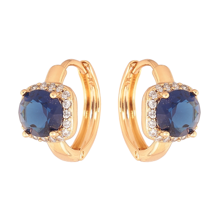 Серьги Xuping Цвет Позолота 18K колечки Синие кристаллы в обрамлении фото №18 Серьги Xuping Цвет Позолота 18K колечки Синие кристаллы в обрамлении фото №18