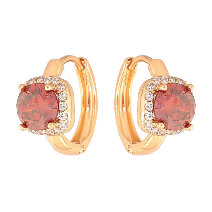 Серьги Xuping Цвет Позолота 18K колечки Красные кристаллы в обрамлении фото №22 Серьги Xuping Цвет Позолота 18K колечки Красные кристаллы в обрамлении фото №22