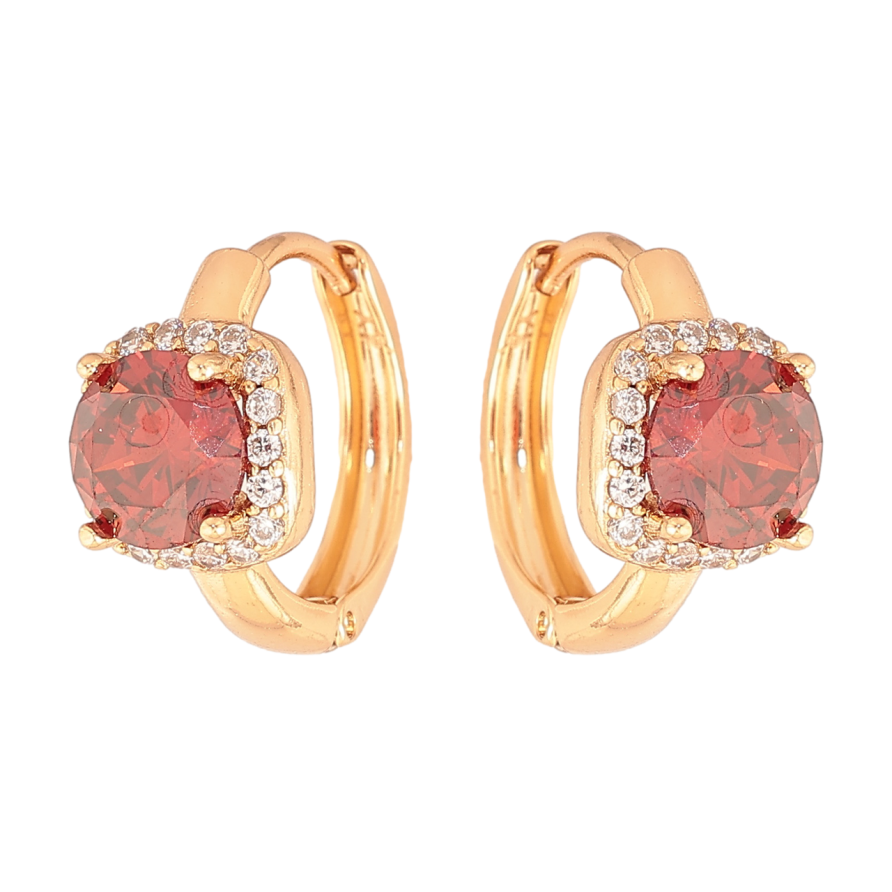 Серьги Xuping Цвет Позолота 18K колечки Красные кристаллы в обрамлении фото №1 Серьги Xuping Цвет Позолота 18K колечки Красные кристаллы в обрамлении фото №1