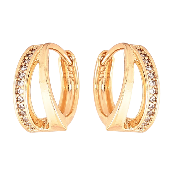Серьги Xuping Цвет Позолота 18K колечки Узор с дорожками кристаллов фото №21
