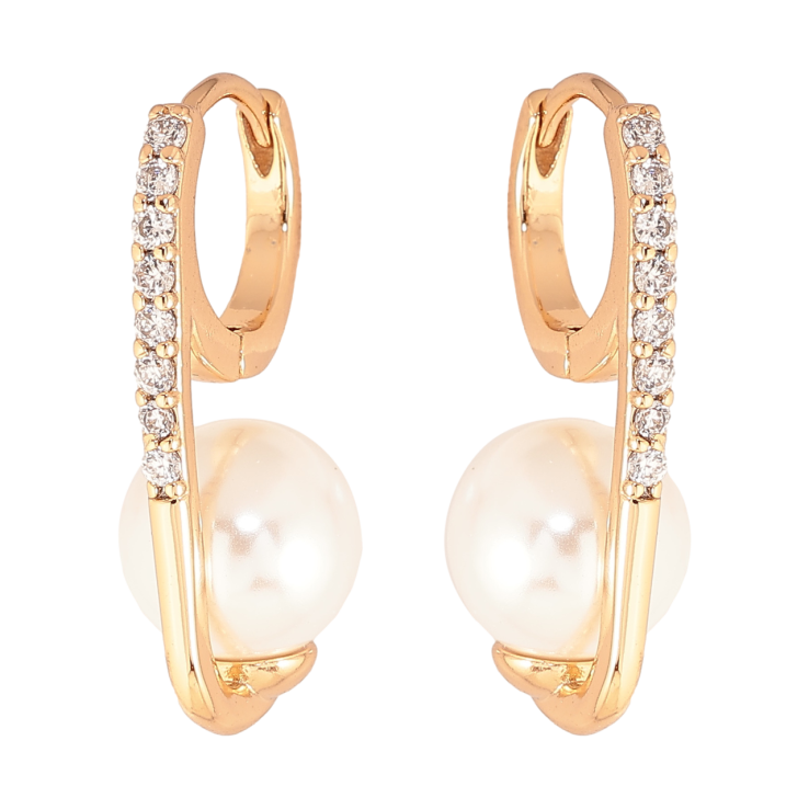 Серьги Xuping Цвет Позолота 18K колечки Дорожки кристаллов с жемчужинами фото №16 Серьги Xuping Цвет Позолота 18K колечки Дорожки кристаллов с жемчужинами фото №16