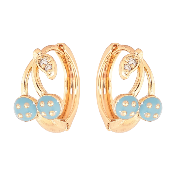 Серьги Xuping Цвет Позолота 18K колечки Вишенки с голубой эмалью фото №22 Серьги Xuping Цвет Позолота 18K колечки Вишенки с голубой эмалью фото №22