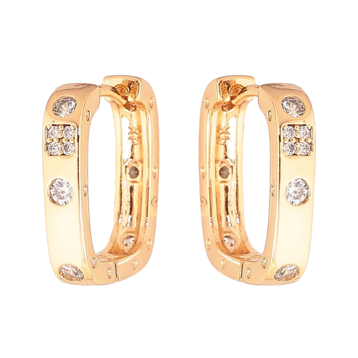 Серьги Xuping Цвет Позолота 18K колечки Двусторонние с узором кристаллами фото №19 Серьги Xuping Цвет Позолота 18K колечки Двусторонние с узором кристаллами фото №19