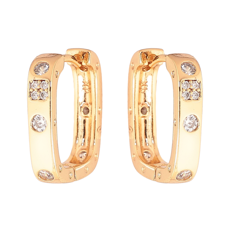 Серьги Xuping Цвет Позолота 18K колечки Двусторонние с узором кристаллами фото №8
