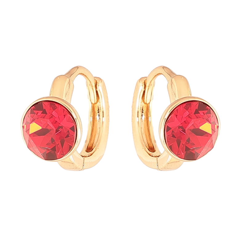 Серьги Xuping Цвет Позолота 18K колечки Красные кристаллы фото №1 Серьги Xuping Цвет Позолота 18K колечки Красные кристаллы фото №1