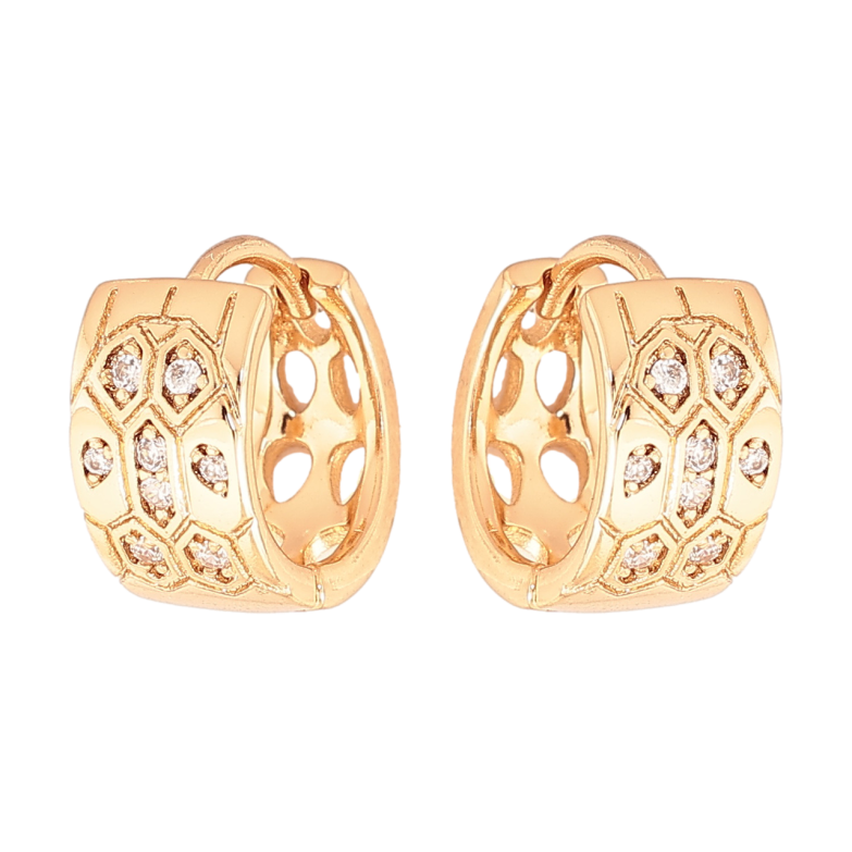 Серьги Xuping Цвет Позолота 18K колечки Узор с кристаллами фото №2 Серьги Xuping Цвет Позолота 18K колечки Узор с кристаллами фото №2