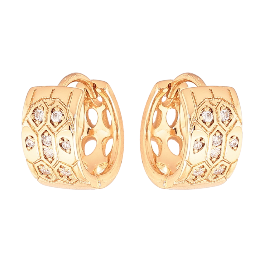 Серьги Xuping Цвет Позолота 18K колечки Узор с кристаллами фото №1 Серьги Xuping Цвет Позолота 18K колечки Узор с кристаллами фото №1