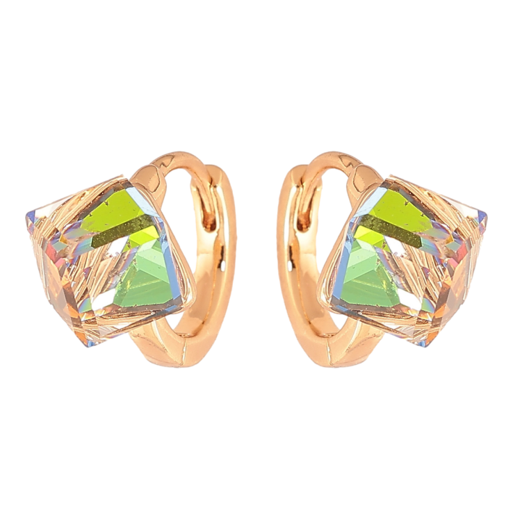 Серьги Xuping Цвет Позолота 18K колечки Цветные кристальные кубики фото №16
