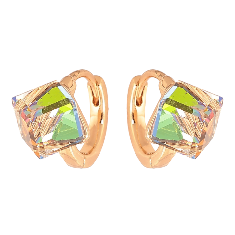 Серьги Xuping Цвет Позолота 18K колечки Цветные кристальные кубики фото №1