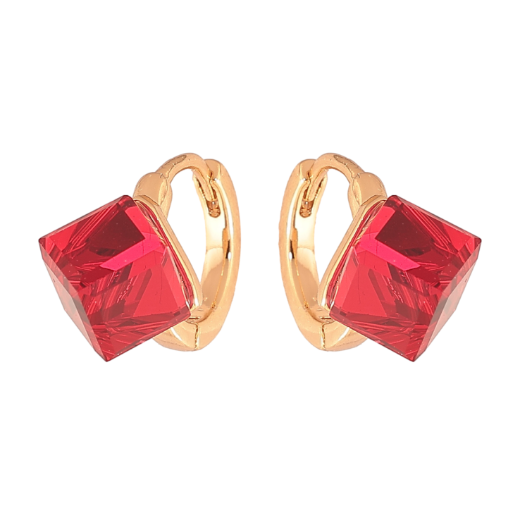 Серьги Xuping Цвет Позолота 18K колечки Красные кристальные кубики фото №21 Серьги Xuping Цвет Позолота 18K колечки Красные кристальные кубики фото №21