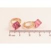 Серьги Xuping Цвет Позолота 18K колечки Розовые кристальные кубики фото №2 Серьги Xuping Цвет Позолота 18K колечки Розовые кристальные кубики фото №2
