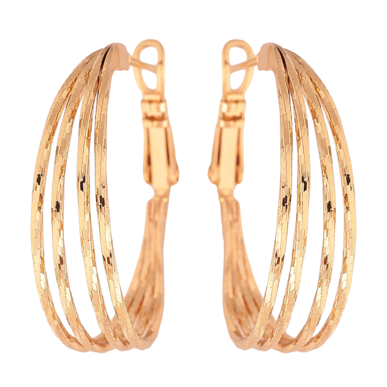 Сережки Xuping колір Позолота 18K кільця (конго) Декоративний візерунок ø 3см фото №2 Сережки Xuping колір Позолота 18K кільця (конго) Декоративний візерунок ø 3см фото №2