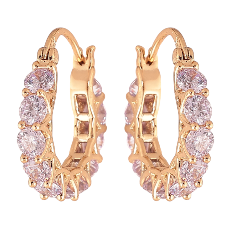 Серьги Xuping цвет Позолота 18K замок-шпилька Дорожки сиреневых кристаллов ø 1.8см фото №3 Серьги Xuping цвет Позолота 18K замок-шпилька Дорожки сиреневых кристаллов ø 1.8см фото №3