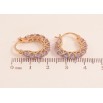 Серьги Xuping цвет Позолота 18K замок-шпилька Дорожки сиреневых кристаллов ø 1.8см фото №2