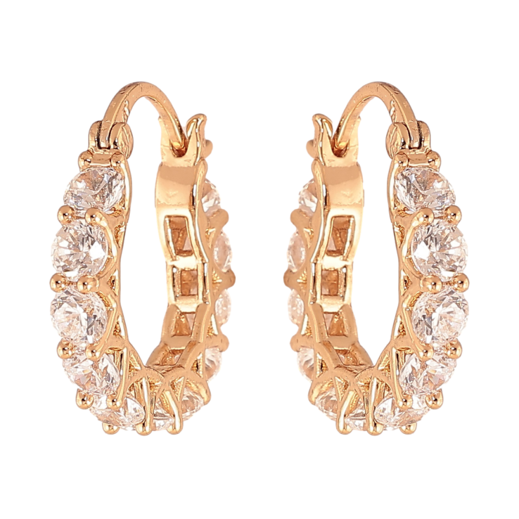 Серьги Xuping цвет Позолота 18K замок-шпилька Дорожки кристаллов ø 1.8см фото №2 Серьги Xuping цвет Позолота 18K замок-шпилька Дорожки кристаллов ø 1.8см фото №2