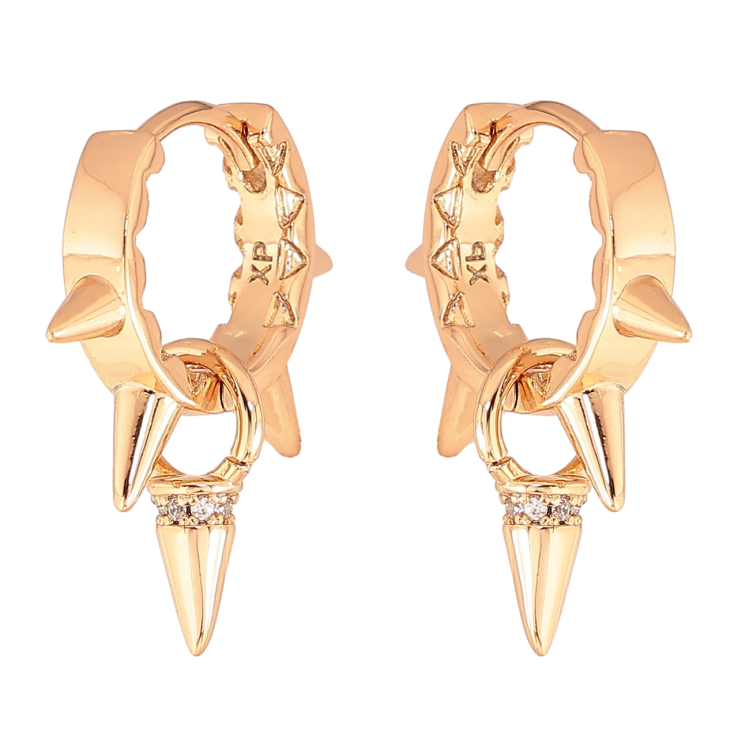 Серьги Xuping цвет Позолота 18K подвески на колечках Узор из шипов фото №6 Серьги Xuping цвет Позолота 18K подвески на колечках Узор из шипов фото №6