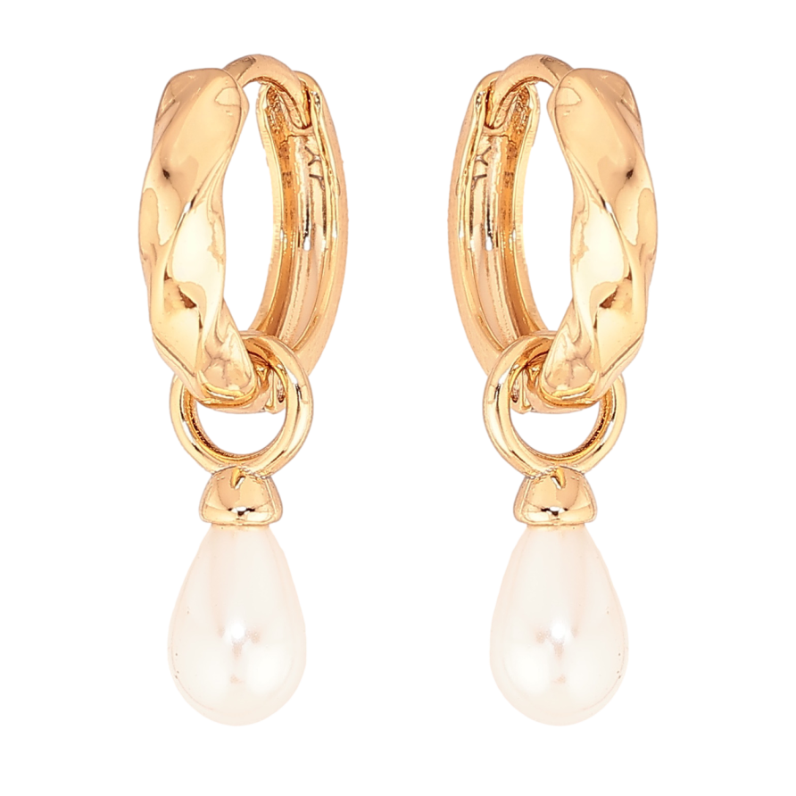 Серьги Xuping цвет Позолота 18K подвески на колечках Жемчужинки капельки 2 в 1 фото №1 Серьги Xuping цвет Позолота 18K подвески на колечках Жемчужинки капельки 2 в 1 фото №1