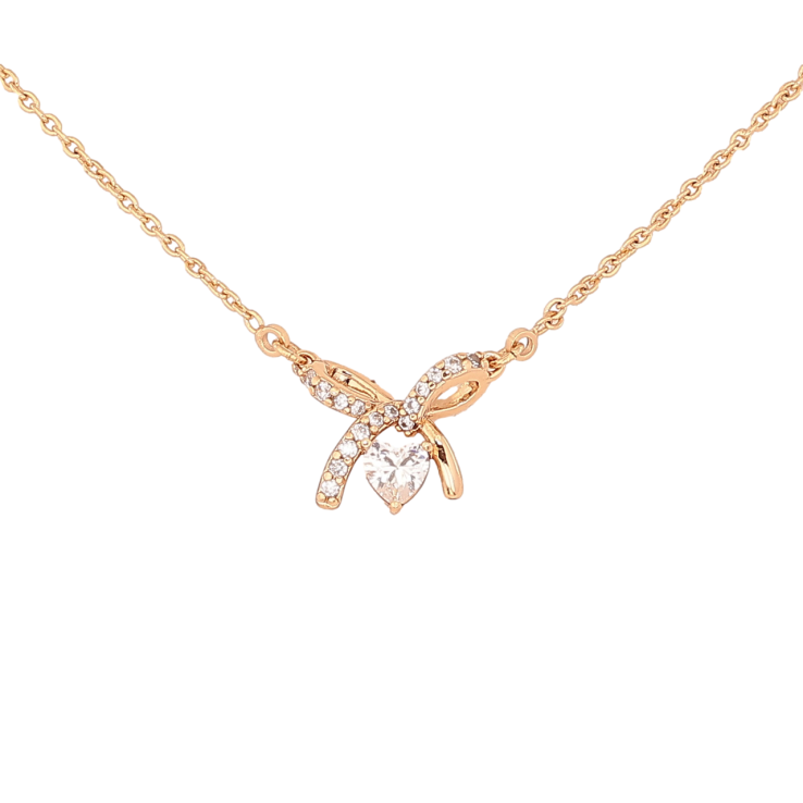 Кулон на цепочке Xuping Цвет Позолота 18K Бант с кристаллами длина 47-50см х 1.5мм фото №6