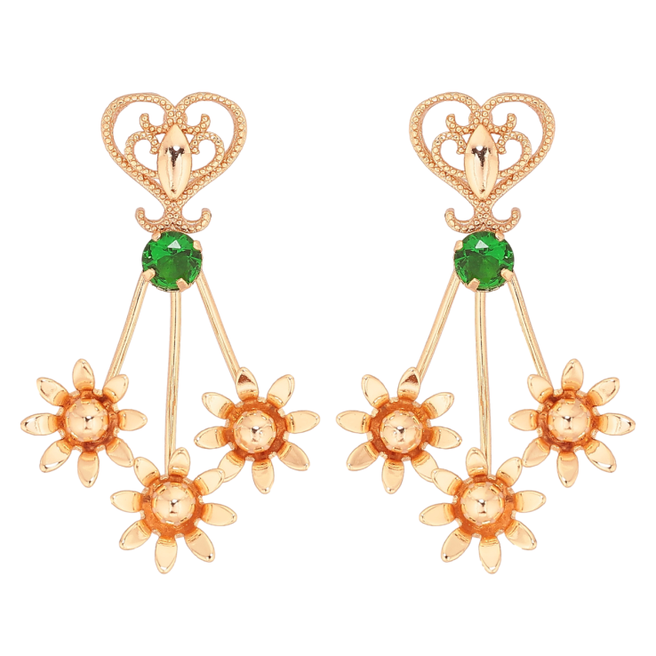 Серьги Xuping M&L Цвет 18K пусеты Цветочный узор с зеленым кристаллом фото №22