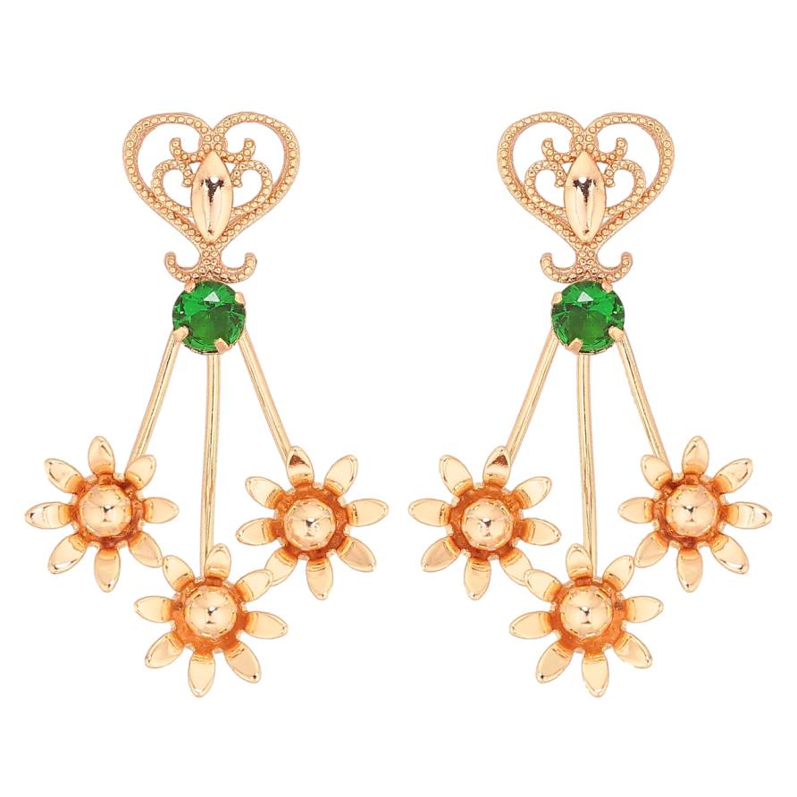 Серьги Xuping M&L Цвет 18K пусеты Цветочный узор с зеленым кристаллом фото №1 Серьги Xuping M&L Цвет 18K пусеты Цветочный узор с зеленым кристаллом фото №1
