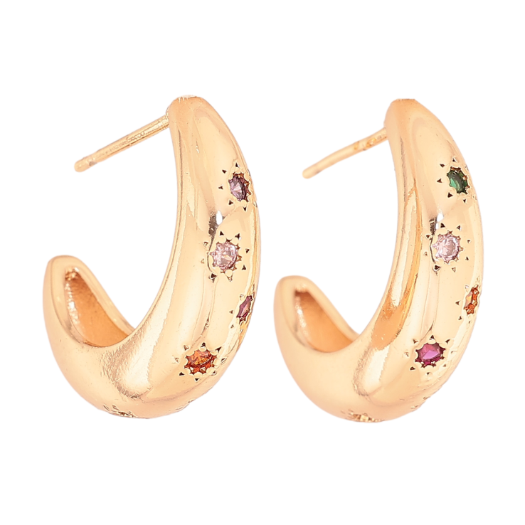Серьги Xuping M&L Цвет 18K пусеты Дуги с разноцветными кристаллами фото №25
