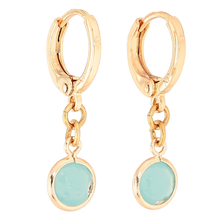 Серьги Xuping M&L Цвет 18K подвески на колечках Бирюзовые кристаллы ø 7мм (Кристаллы с дефектом!) фото №20