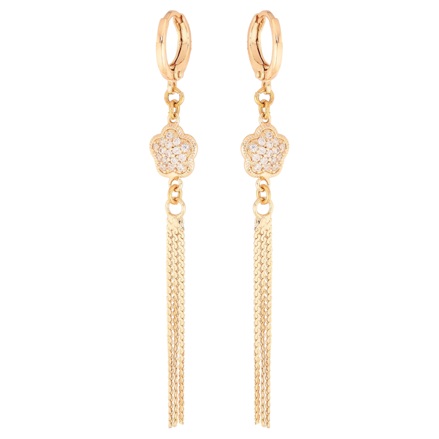 Серьги Xuping M&L Цвет 18K подвески на колечках Цветочки с инкрустацией кристаллами фото №1 Серьги Xuping M&L Цвет 18K подвески на колечках Цветочки с инкрустацией кристаллами фото №1