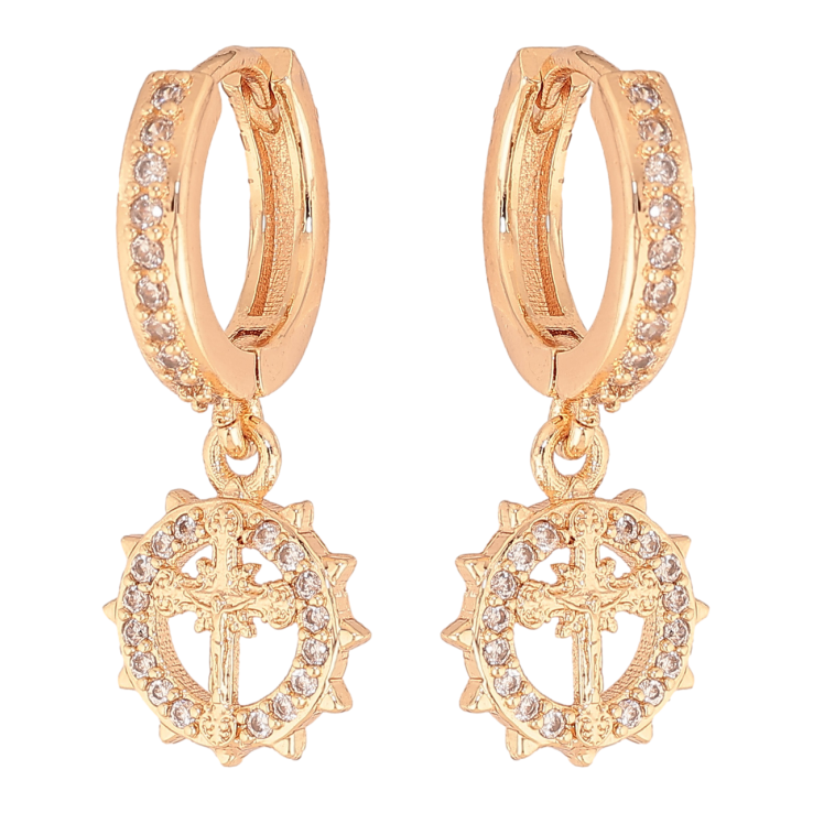 Серьги Xuping M&L Цвет 18K подвески на колечках Крестики фото №13 Серьги Xuping M&L Цвет 18K подвески на колечках Крестики фото №13