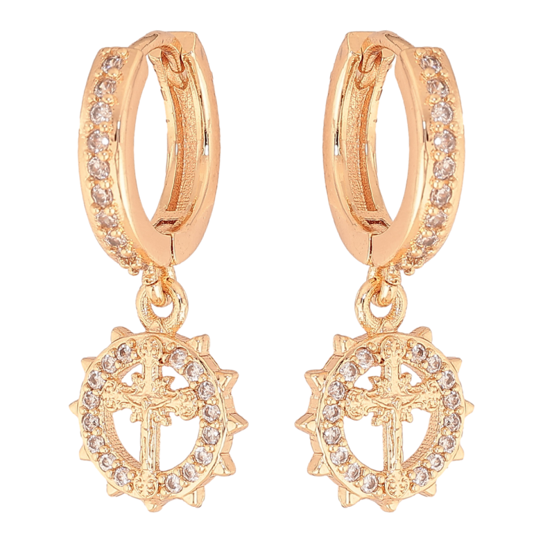 Сережки Xuping M&L Колір 18K підвіски на колечках Хрестики фото №2 Сережки Xuping M&L Колір 18K підвіски на колечках Хрестики фото №2