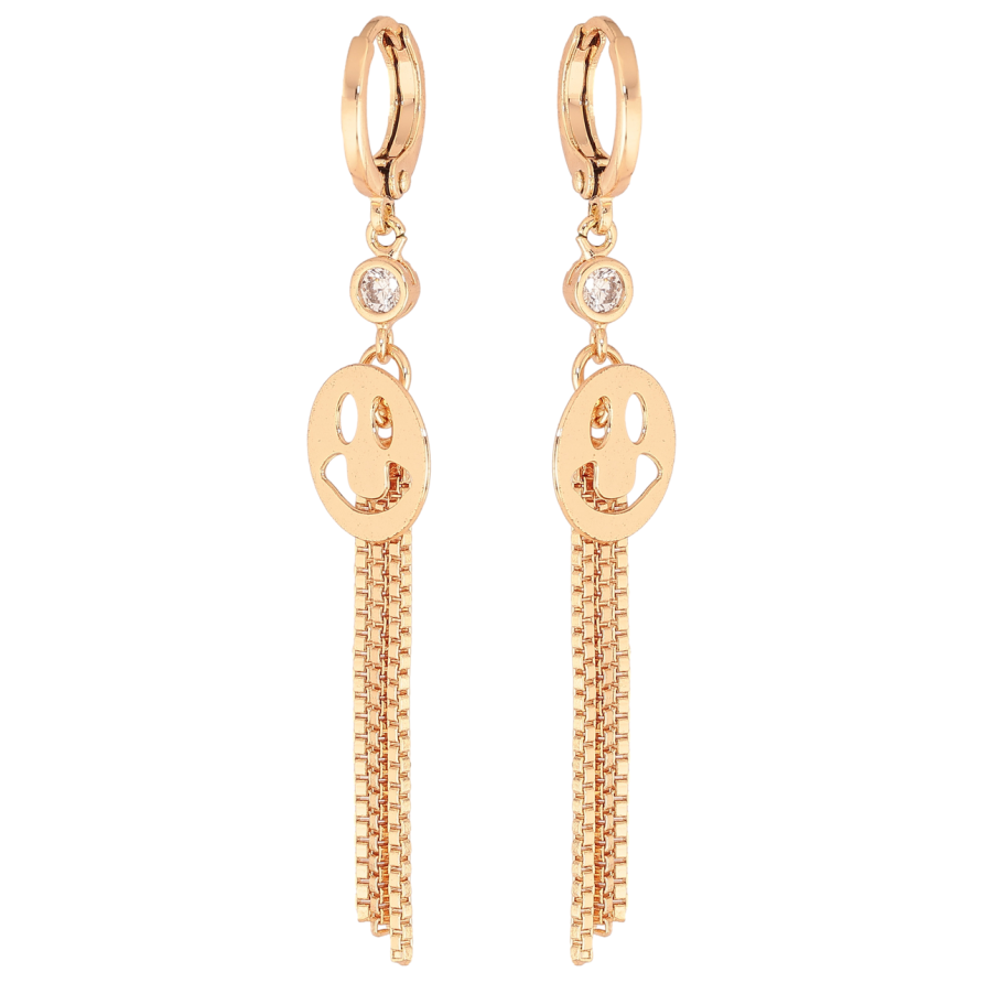 Серьги Xuping M&L Цвет 18K подвески на колечках Подвески с цепочками и смайликами фото №1 Серьги Xuping M&L Цвет 18K подвески на колечках Подвески с цепочками и смайликами фото №1