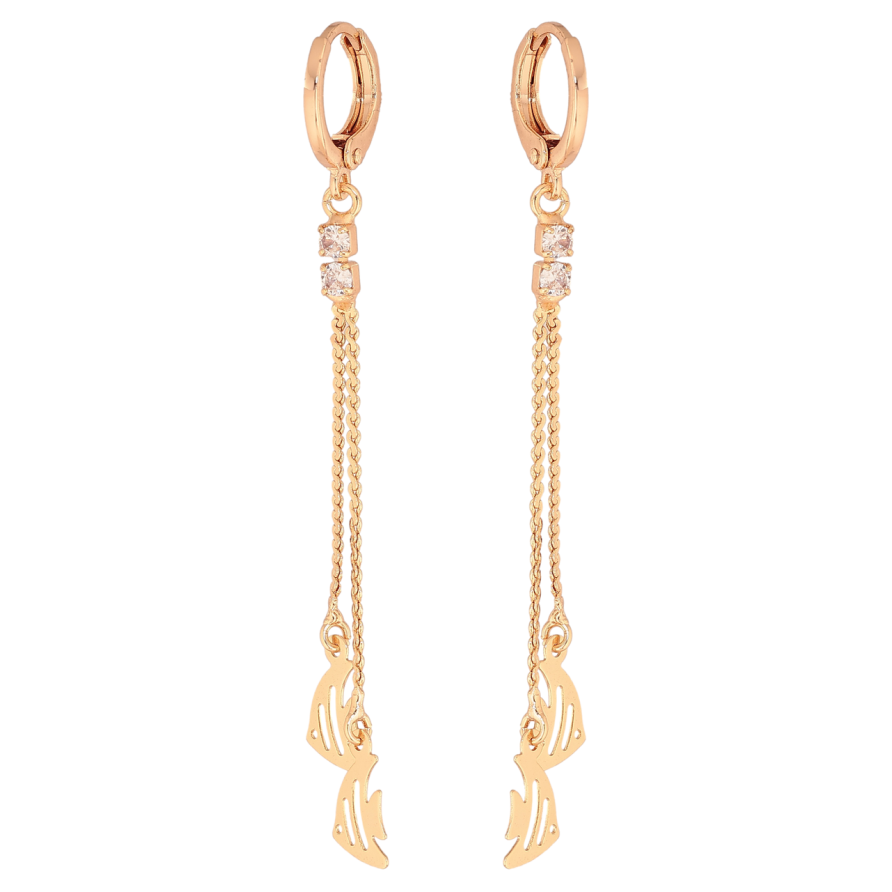 Серьги Xuping M&L Цвет 18K подвески на колечках Рыбки на цепочках фото №1 Серьги Xuping M&L Цвет 18K подвески на колечках Рыбки на цепочках фото №1