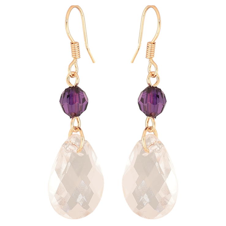 Серьги Xuping M&L Цвет 18K французский замок Кристальная капелька с фиолетовой бусиной фото №24