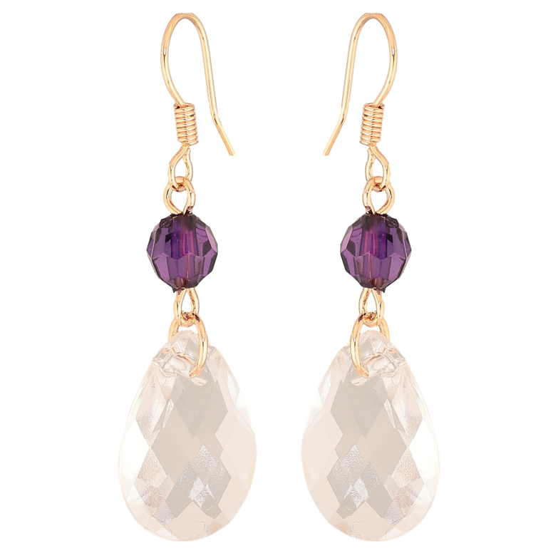 Серьги Xuping M&L Цвет 18K французский замок Кристальная капелька с фиолетовой бусиной фото №2