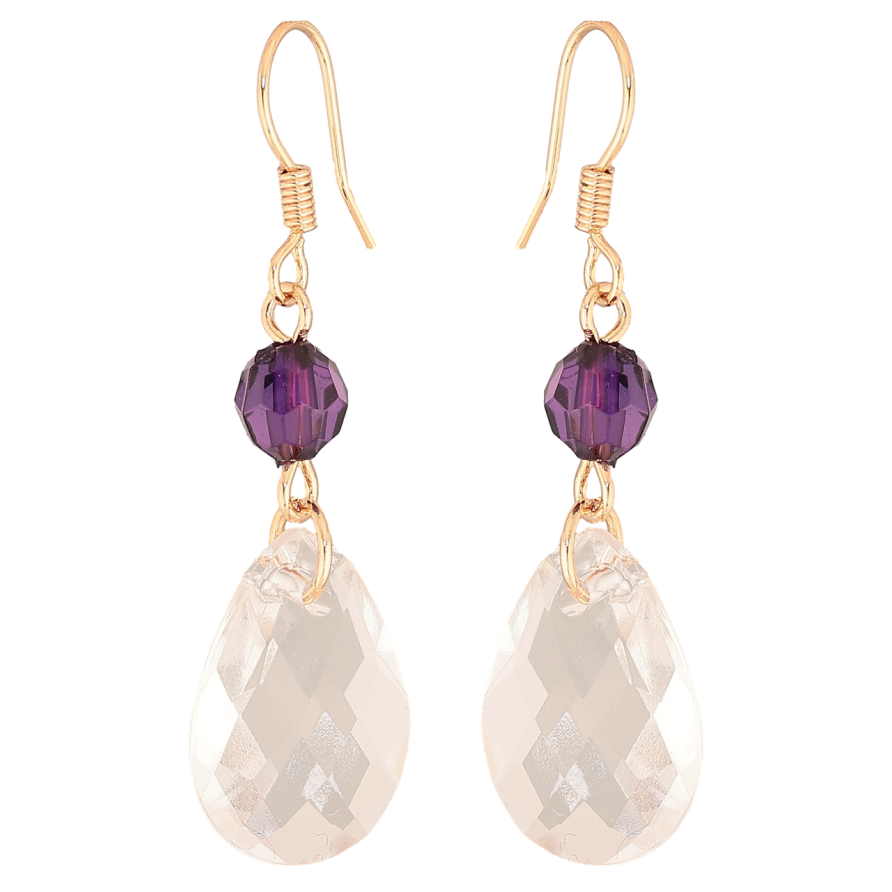 Серьги Xuping M&L Цвет 18K французский замок Кристальная капелька с фиолетовой бусиной фото №1