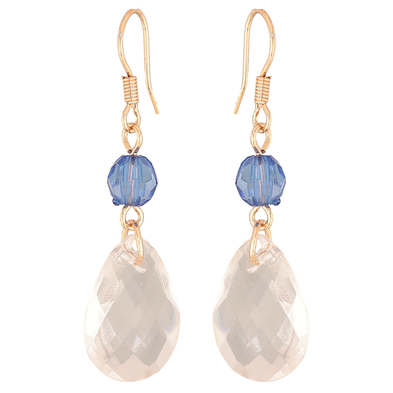 Серьги Xuping M&L Цвет 18K французский замок Кристальная капелька с голубой бусиной фото №1 Серьги Xuping M&L Цвет 18K французский замок Кристальная капелька с голубой бусиной фото №1