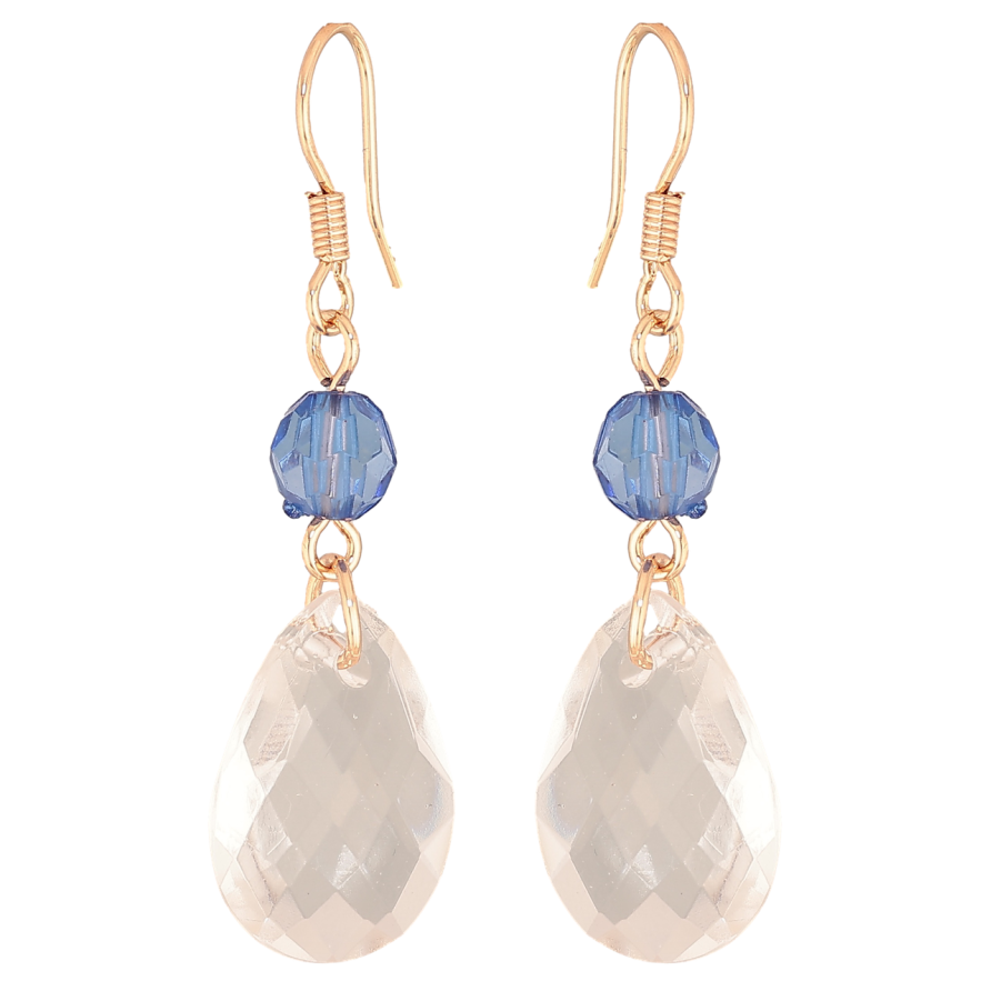Серьги Xuping M&L Цвет 18K французский замок Кристальная капелька с голубой бусиной фото №1 Серьги Xuping M&L Цвет 18K французский замок Кристальная капелька с голубой бусиной фото №1